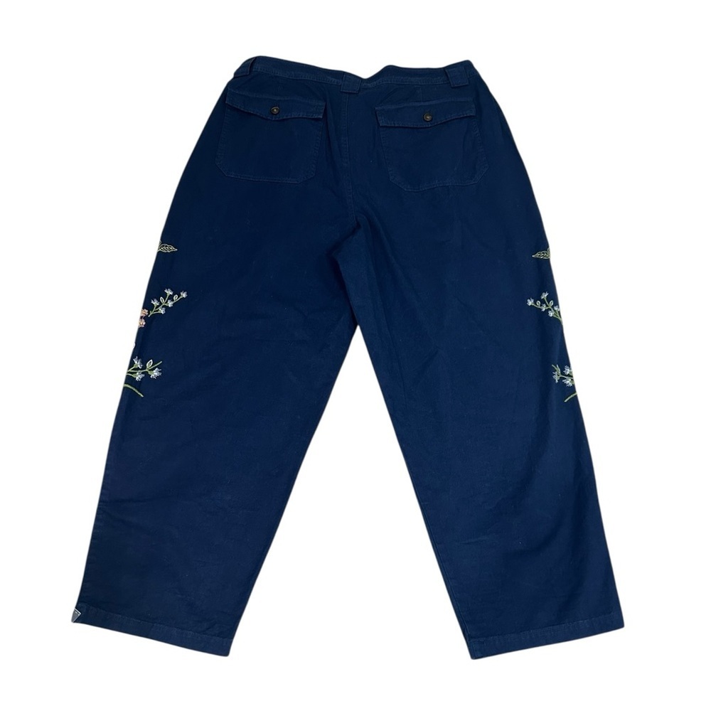 Sundance Garden Grand Pants Womens Blue Barrel Pleats Embroidered Sz 14 - Picture 3 of 13
